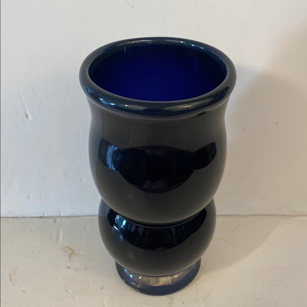 Hand Blown Signed Cobalt Blue Vase